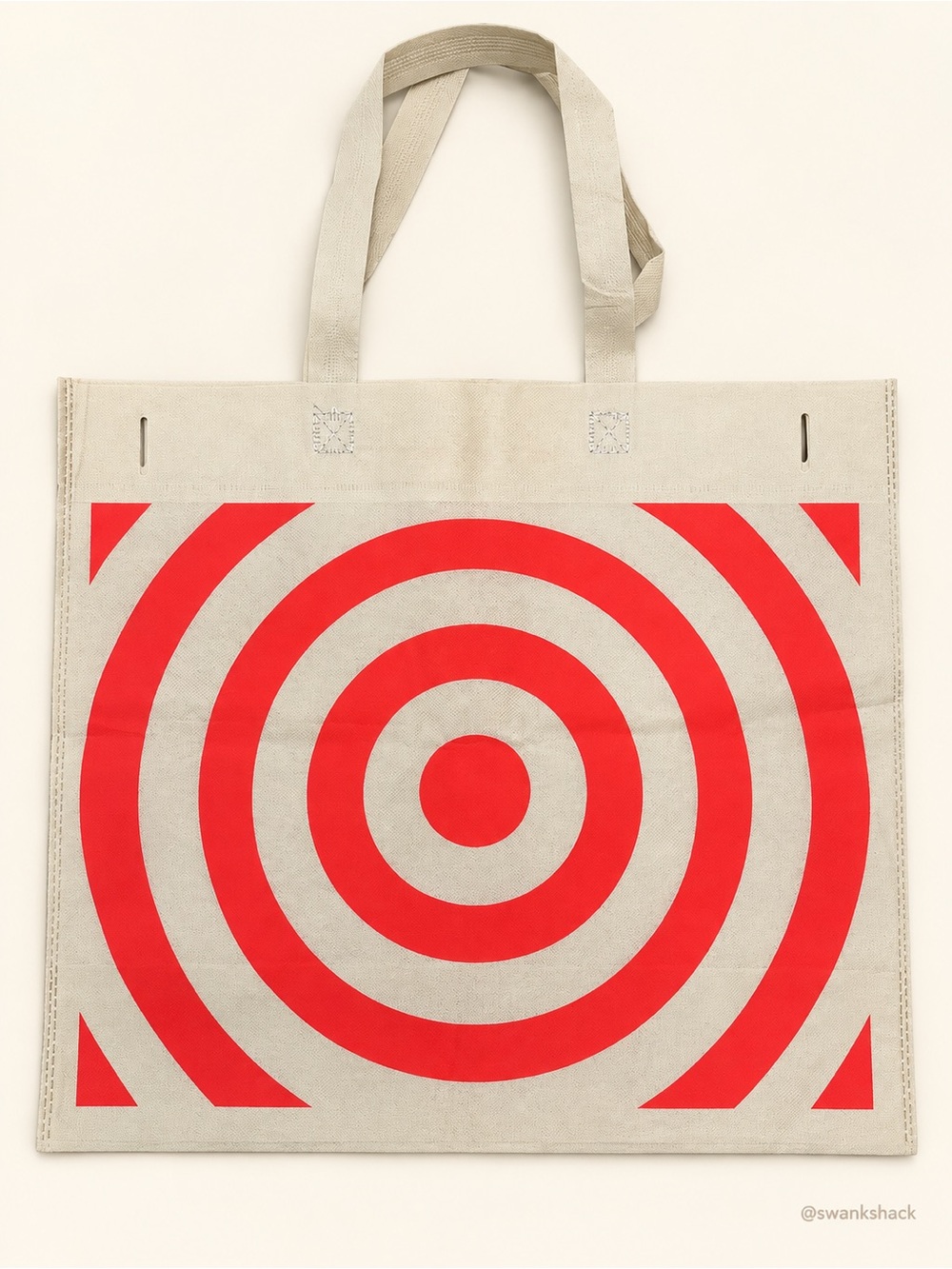 (12) Target Bullseye Reusable Shopping Tote Bags Cream & Red NWT - Picture 2 of 3